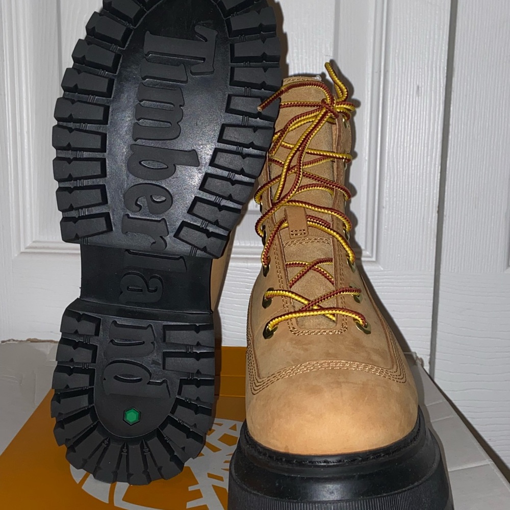 Timberland platform boots. Classic wheat color.